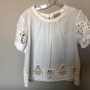 White SEA blouse with crochet detailing
